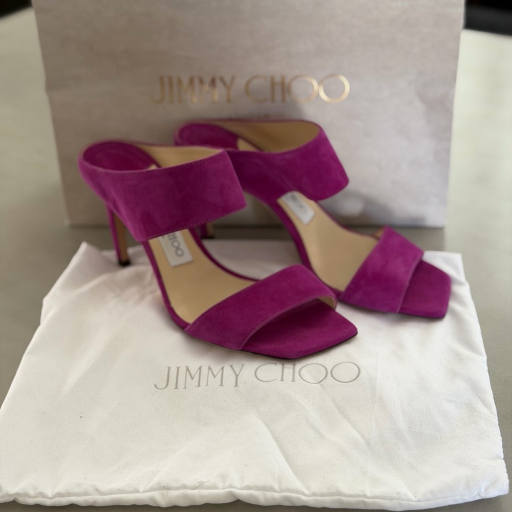 Jimmy Choo Fuchsia Suede Slide Sandals Size 36.5 EU